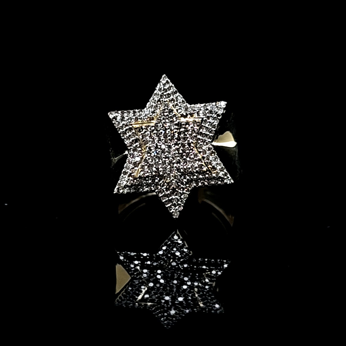 Six Sided Star Mens Diamond Ring