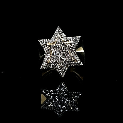 Six Sided Star Mens Diamond Ring