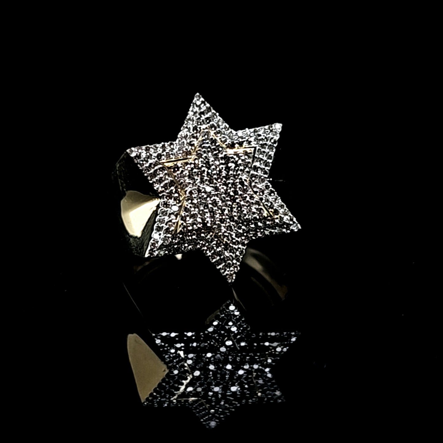 Six Sided Star Mens Diamond Ring