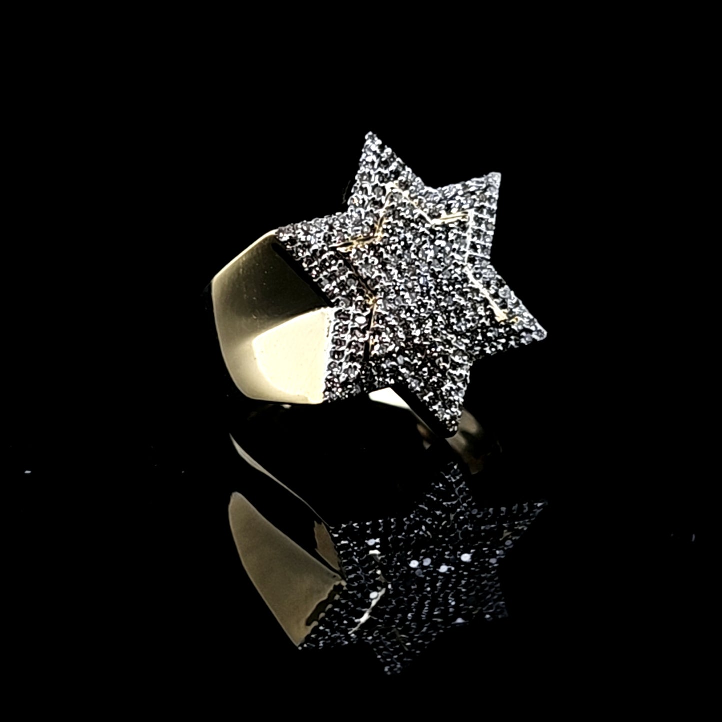 Six Sided Star Mens Diamond Ring