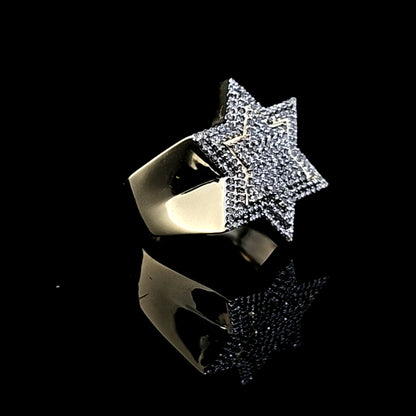 Six Sided Star Mens Diamond Ring