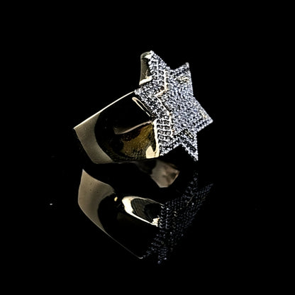 Six Sided Star Mens Diamond Ring