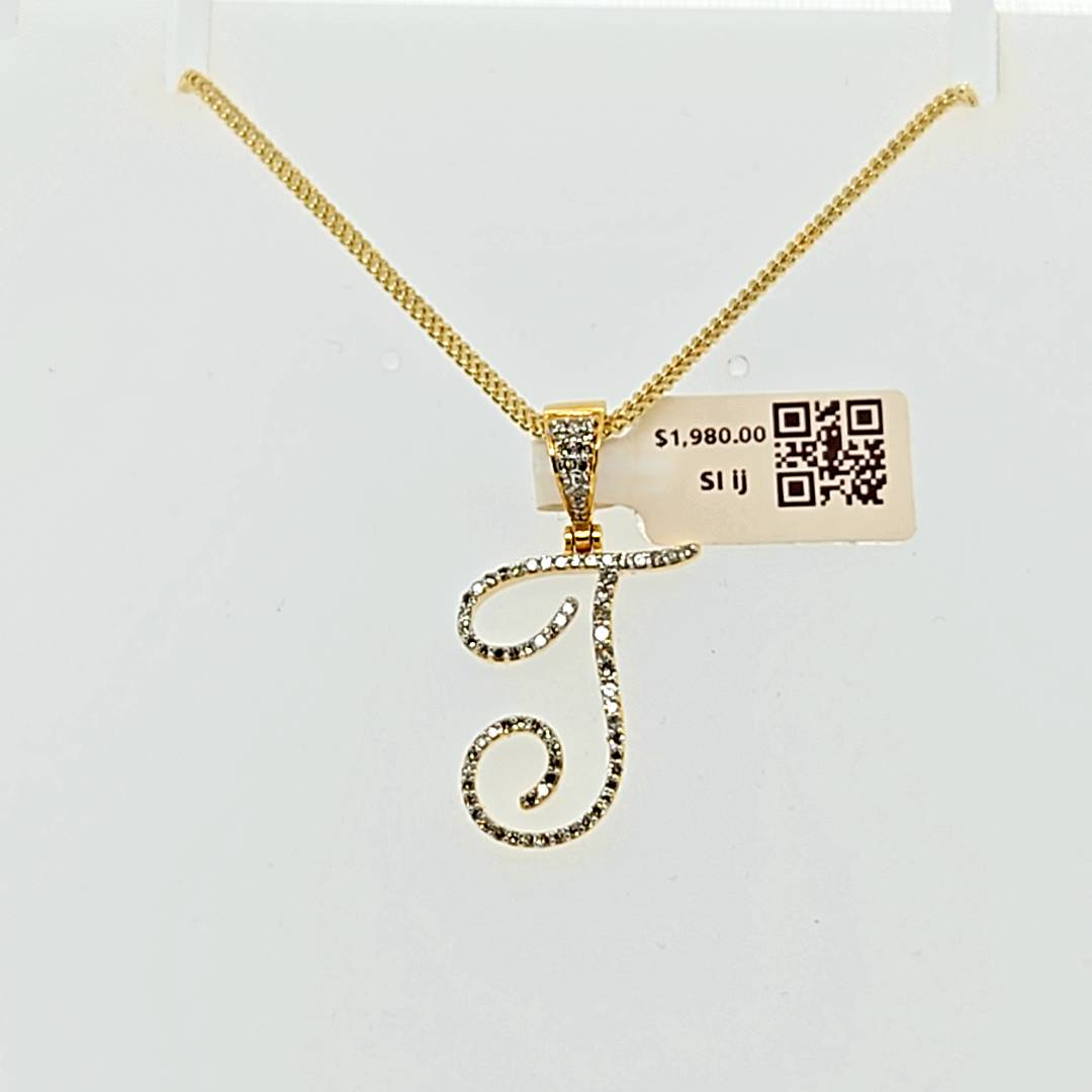 Diamond letter pendant with chain combo