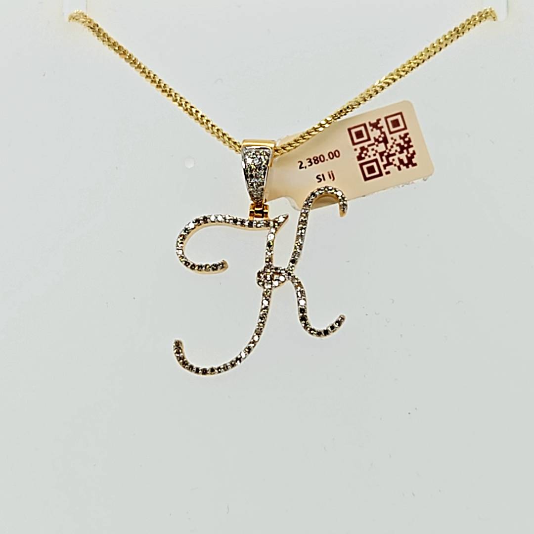 Diamond letter pendant with chain combo