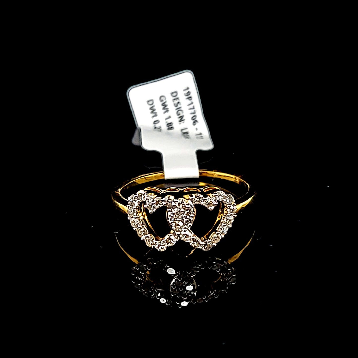 Double Heart Ladies Diamond Ring