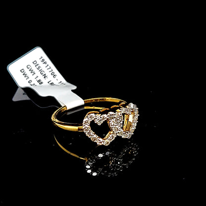 Double Heart Ladies Diamond Ring