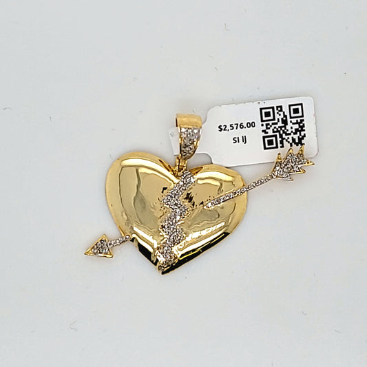 Broken Arrow Heart Diamond Pendant