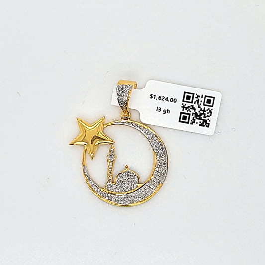 Star & Moon Diamond Pendant