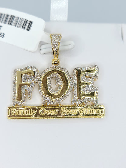 FOE Family Over Everything Diamond Pendant