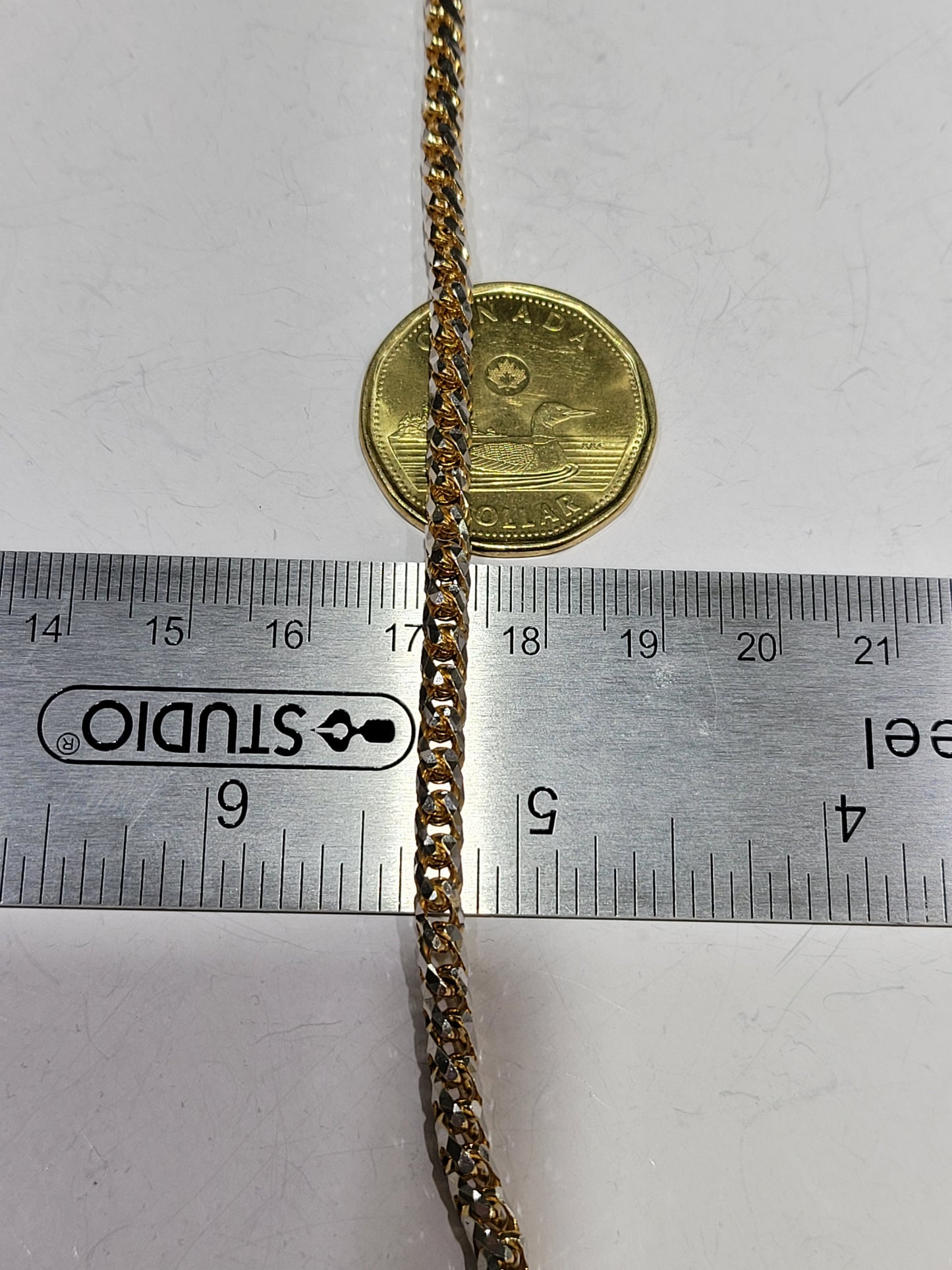 Solid 4 MM Two Tone Diamond Cut Round Millennium Franco Chain 10k Gold