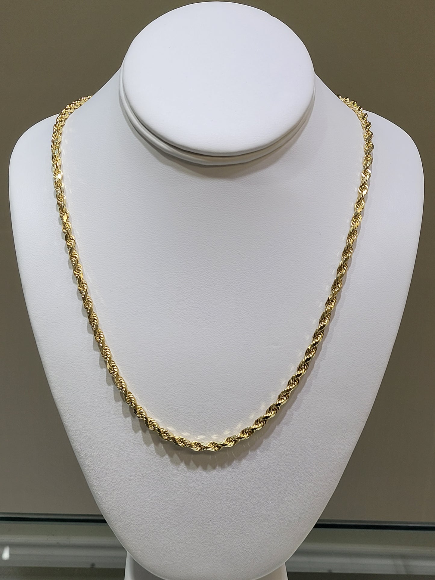 Solid 4 MM Diamond Cut Rope Chain 10k Gold