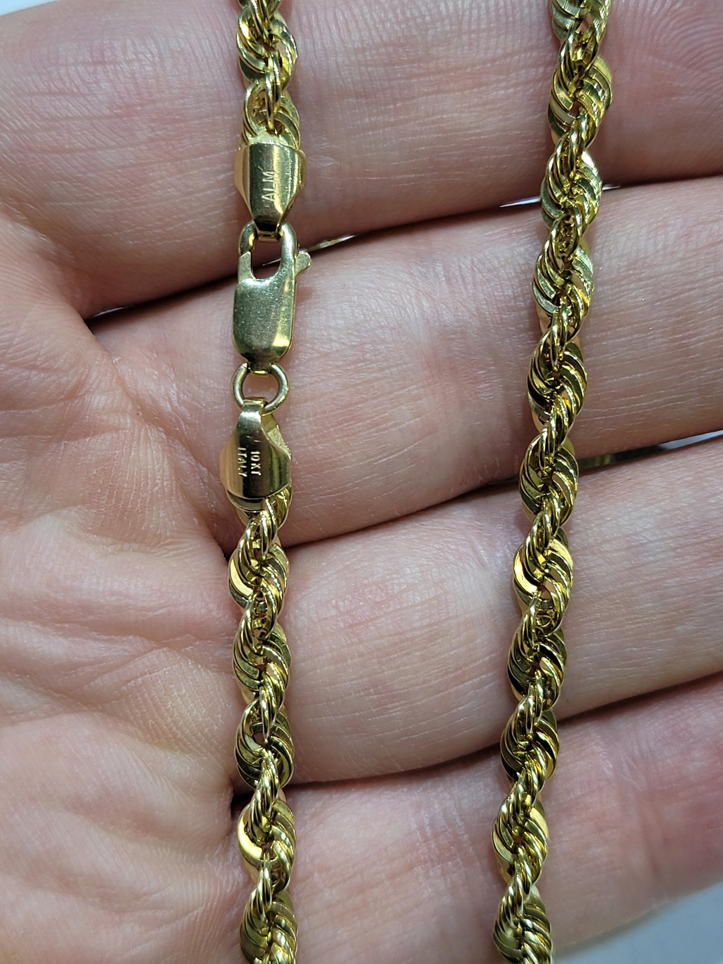 5 MM Diamond Cut Rope Chain 10k Gold