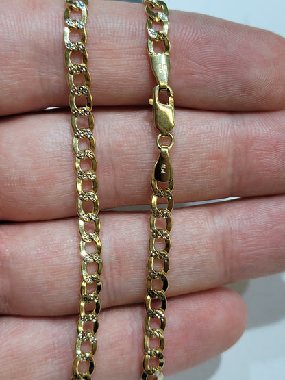5 MM Two Tone Diamond Cut Cuban Chain 10k Gold