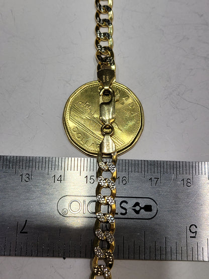 7 MM Two Tone Diamond Cut Cuban Chain 10k Gold